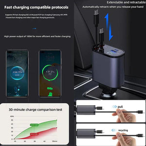 شاحن سيارة قابل للسحب 4 في 1 / 4 in 1 Retractable Charger